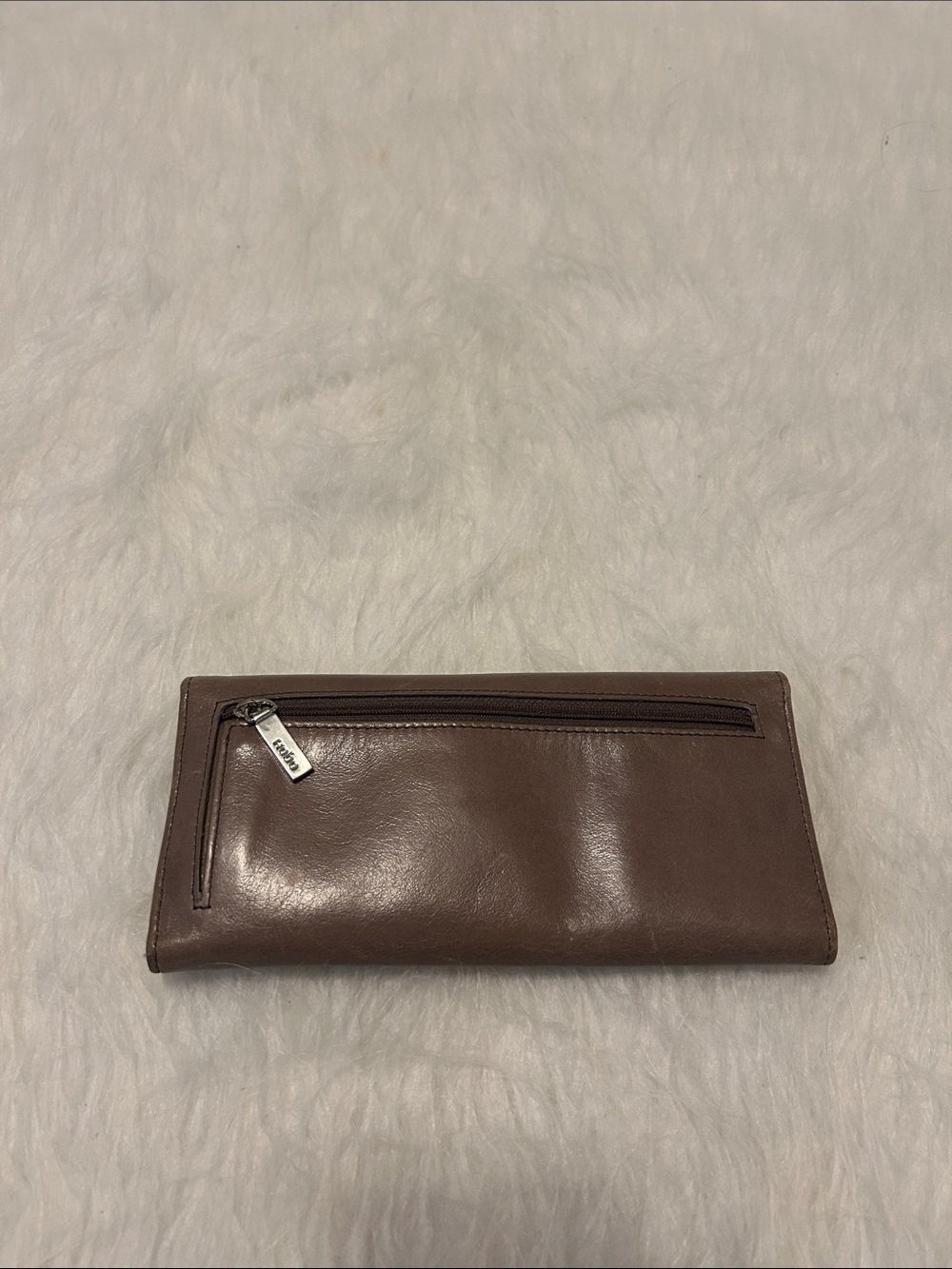 HOBO Brown Leather Zip Wallet with Exterior Pocket